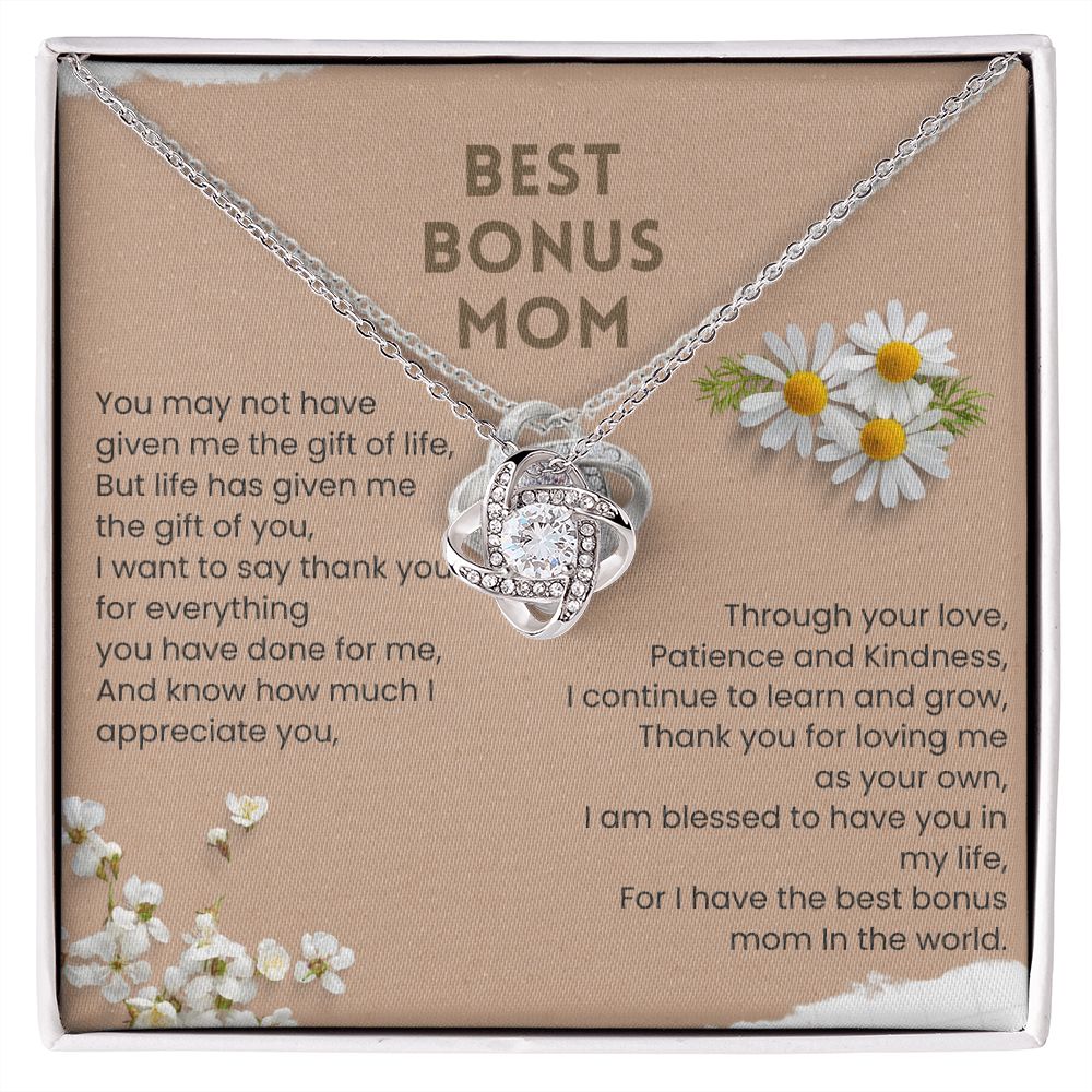 Best Bonus Mom In The World Love Knot Necklace