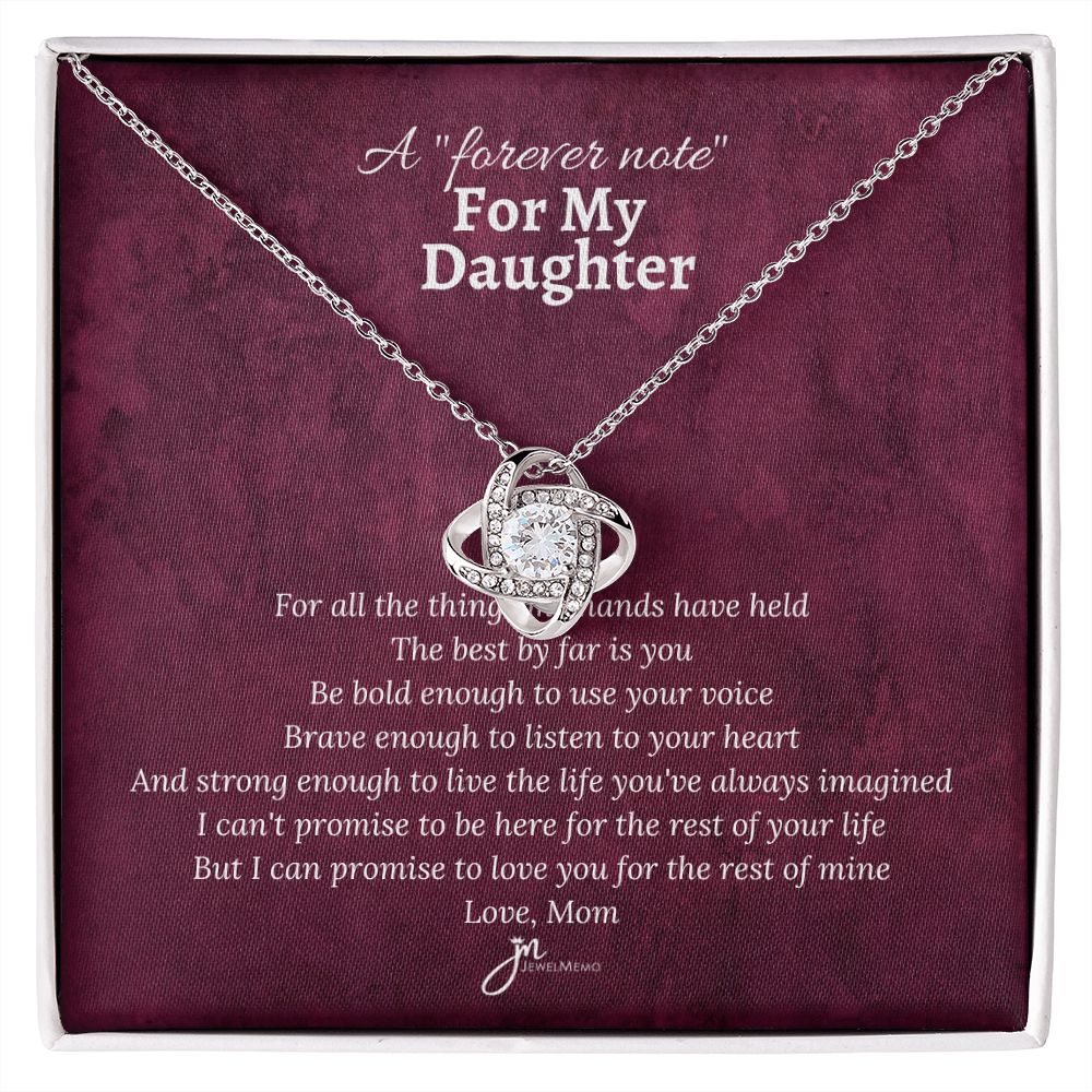 For My Daughther, Love Mom Love Knot Necklace