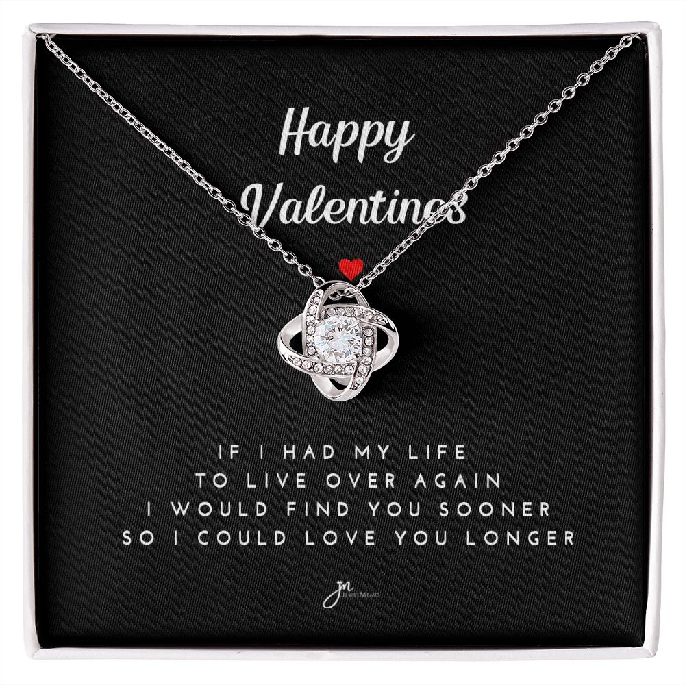 Happy Valentines Love Knot Necklace - Black Card