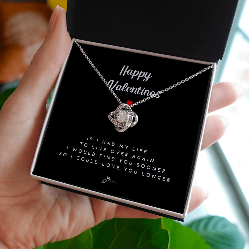 Happy Valentines Love Knot Necklace - Black Card