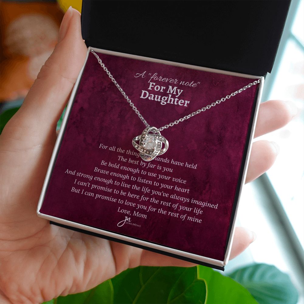 For My Daughther, Love Mom Love Knot Necklace