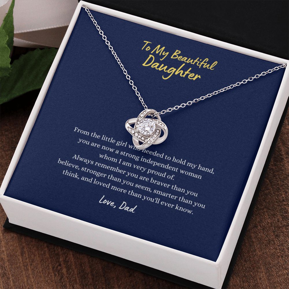 To My Beautiful Daughter, Love Dad - Love Knot Necklace