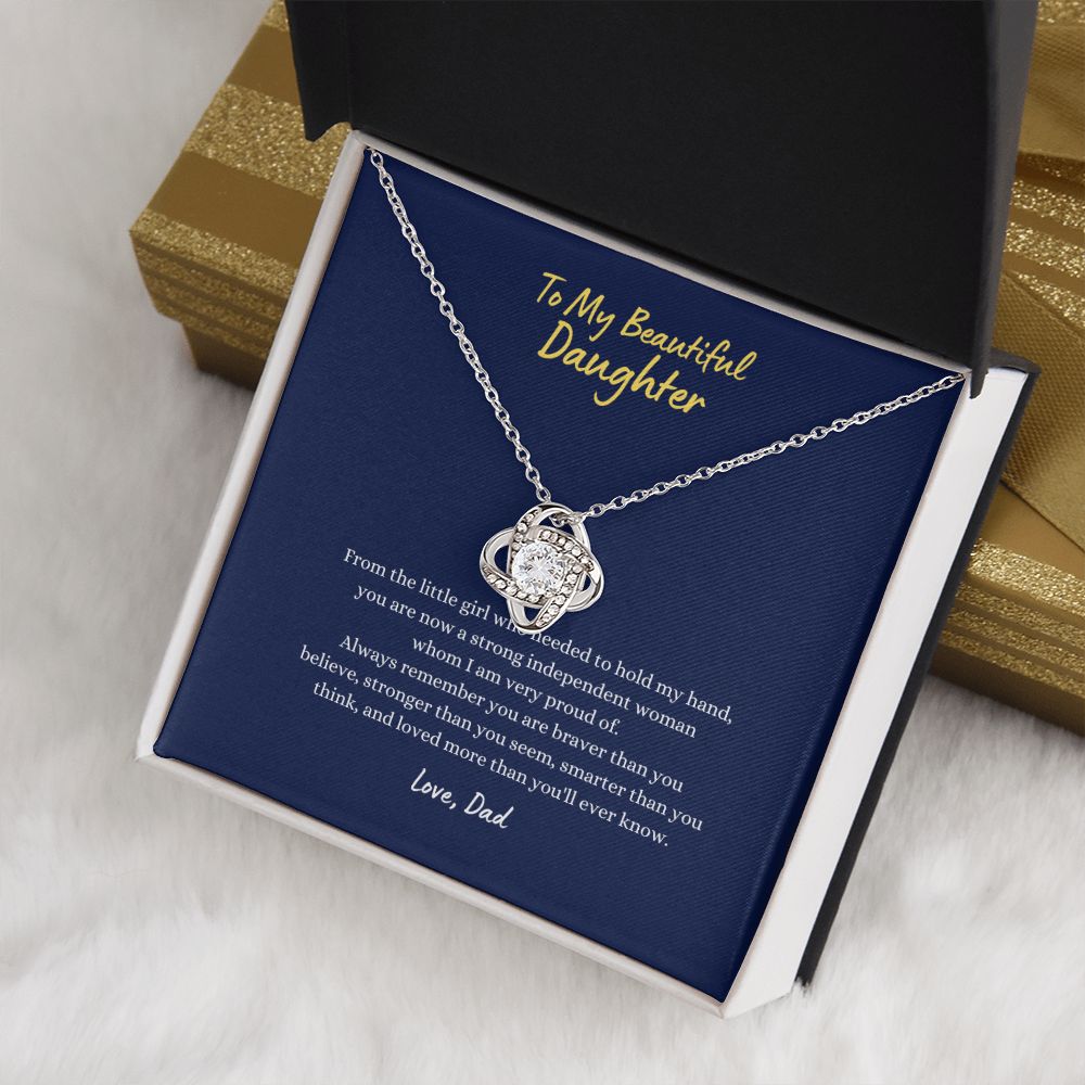 To My Beautiful Daughter, Love Dad - Love Knot Necklace