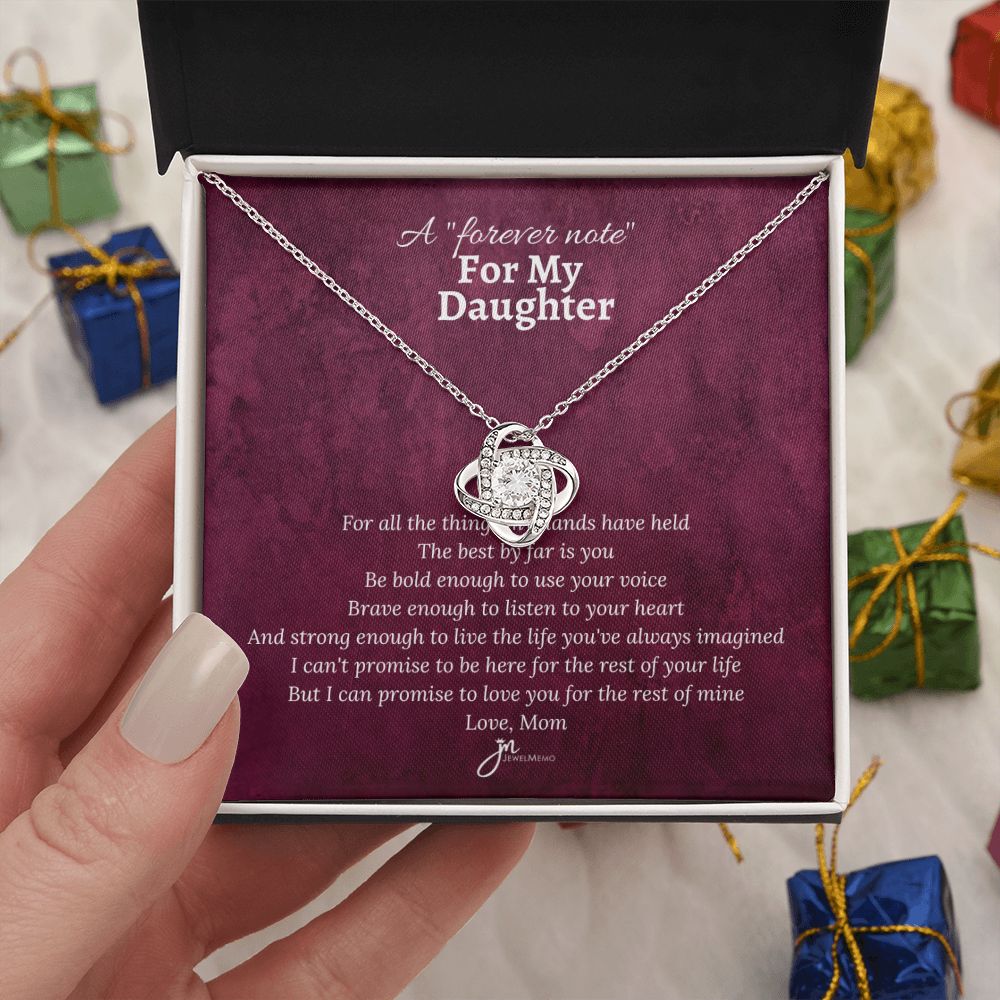 For My Daughther, Love Mom Love Knot Necklace