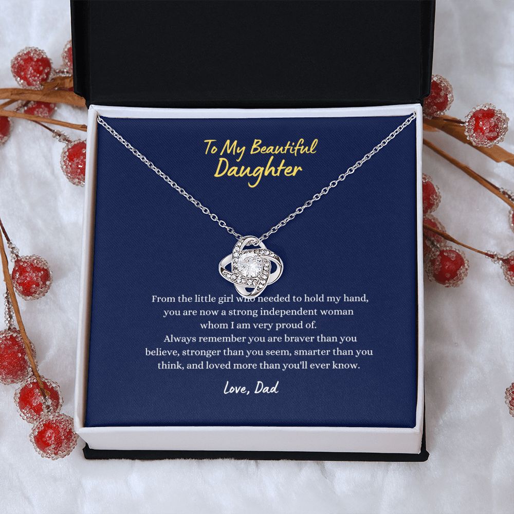 To My Beautiful Daughter, Love Dad - Love Knot Necklace