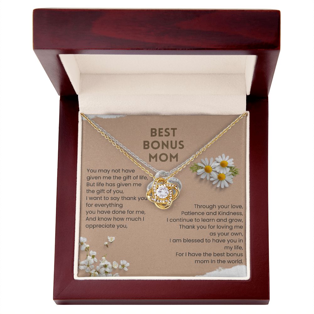 Best Bonus Mom In The World Love Knot Necklace