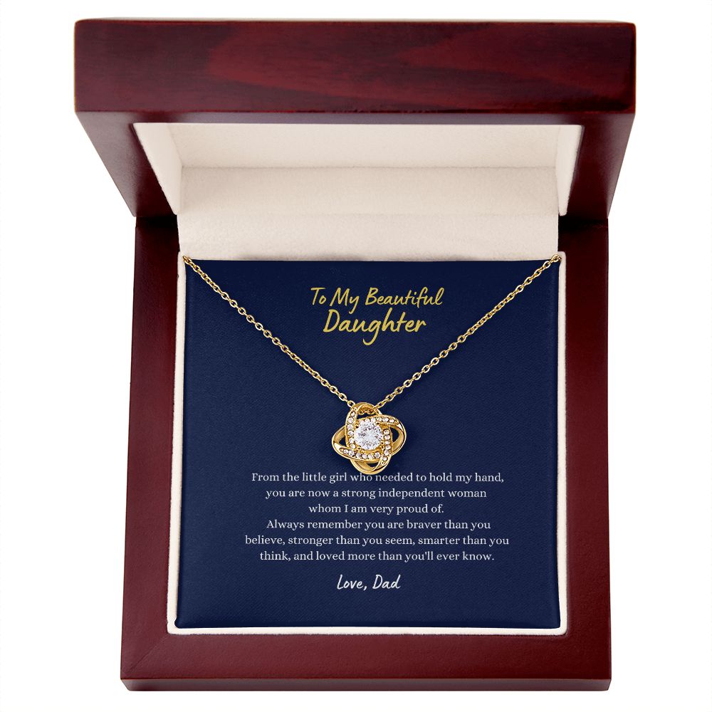 To My Beautiful Daughter, Love Dad - Love Knot Necklace