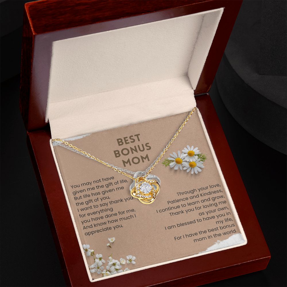 Best Bonus Mom In The World Love Knot Necklace