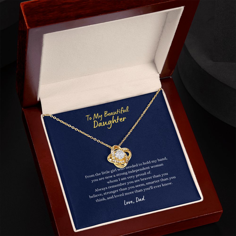 To My Beautiful Daughter, Love Dad - Love Knot Necklace