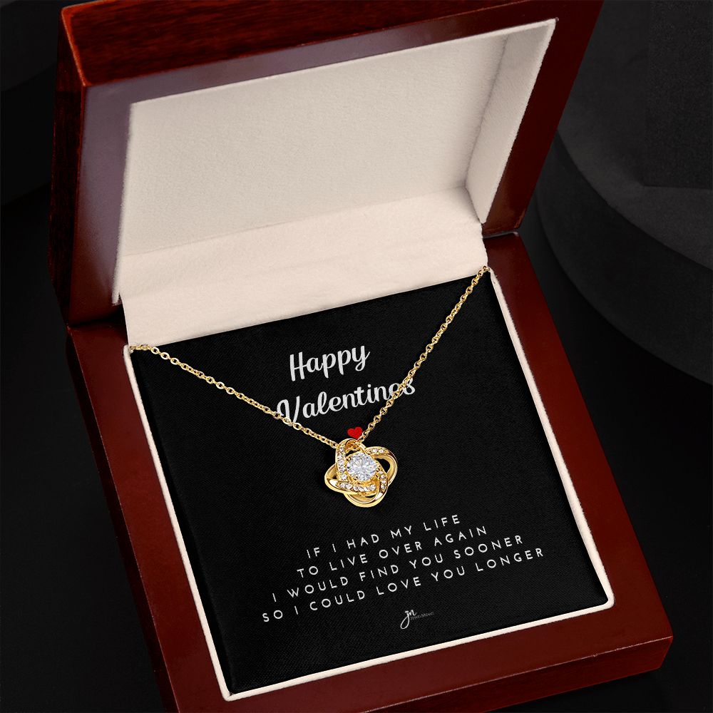 Happy Valentines Love Knot Necklace - Black Card