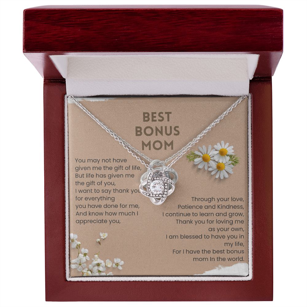 Best Bonus Mom In The World Love Knot Necklace