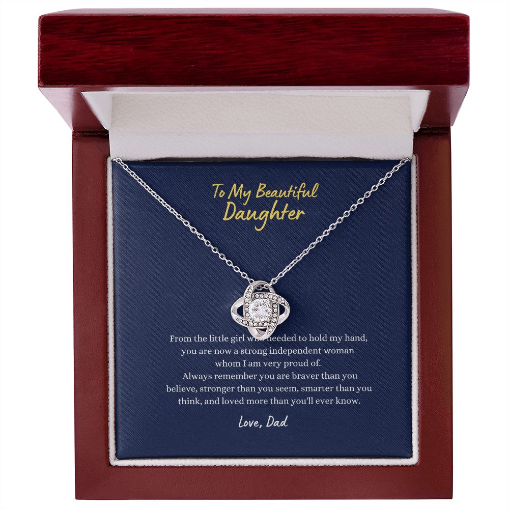 To My Beautiful Daughter, Love Dad - Love Knot Necklace