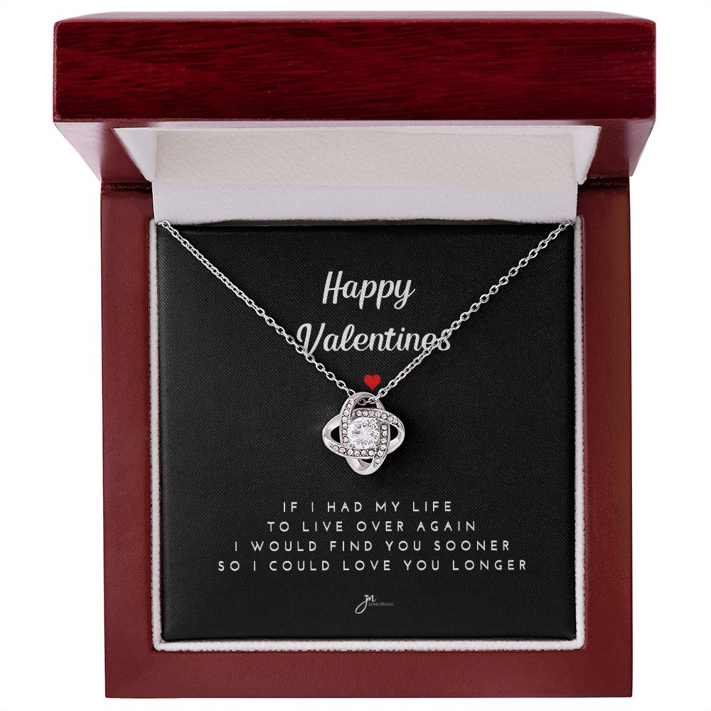Happy Valentines Love Knot Necklace - Black Card