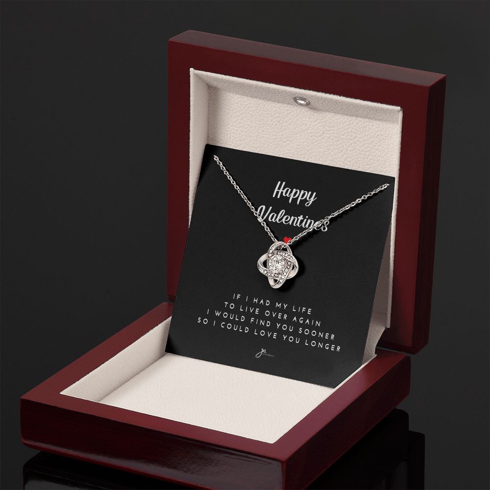 Happy Valentines Love Knot Necklace - Black Card