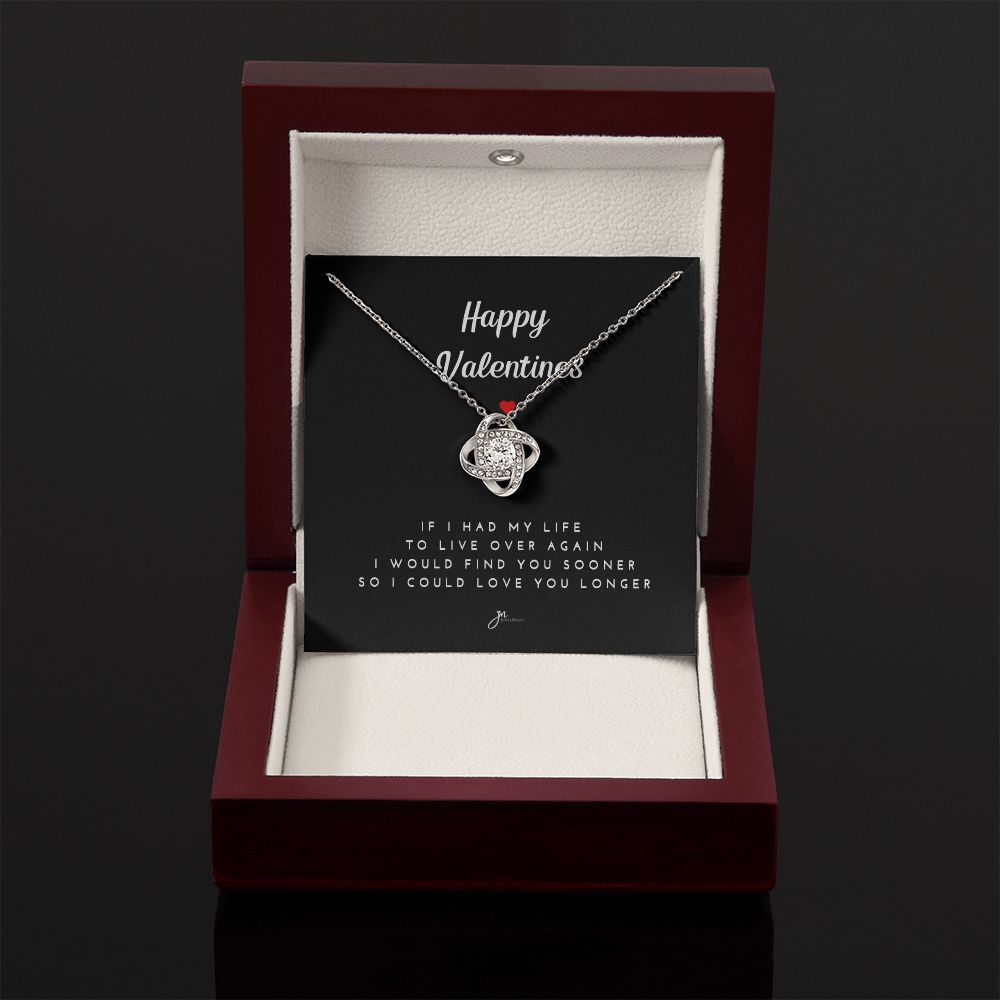 Happy Valentines Love Knot Necklace - Black Card