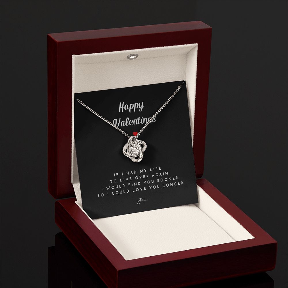 Happy Valentines Love Knot Necklace - Black Card