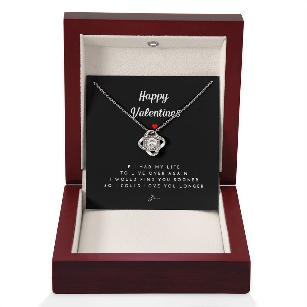 Happy Valentines Love Knot Necklace - Black Card
