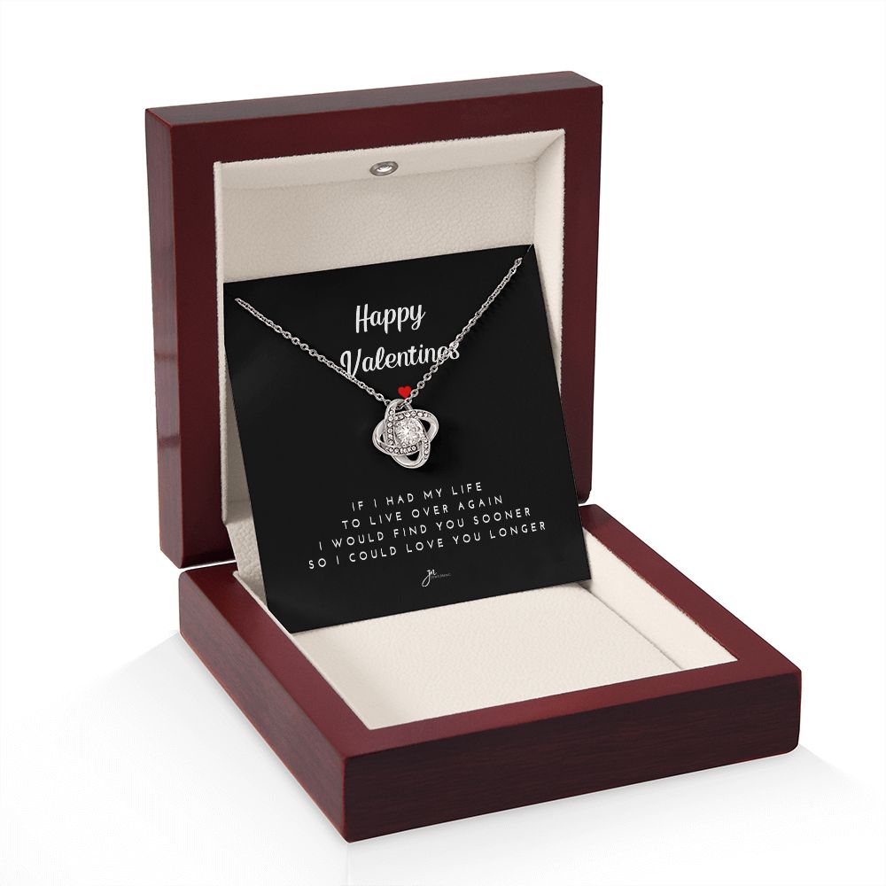 Happy Valentines Love Knot Necklace - Black Card