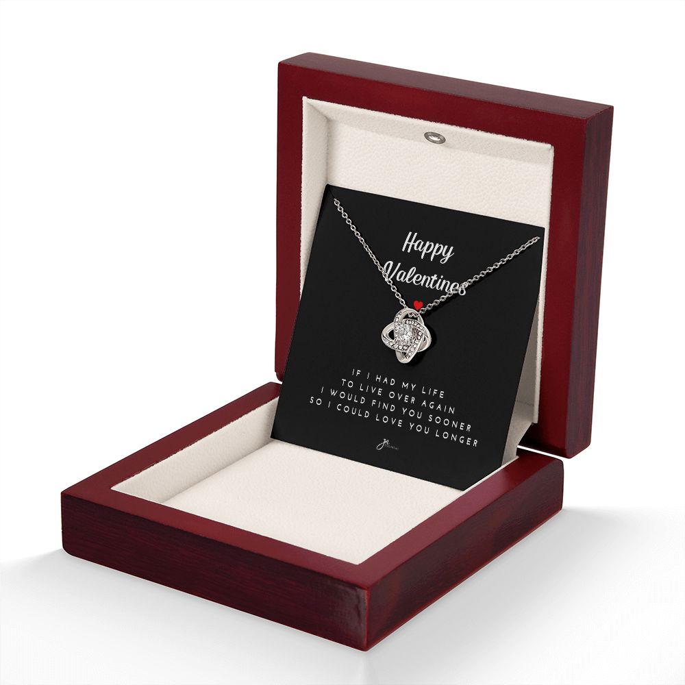 Happy Valentines Love Knot Necklace - Black Card