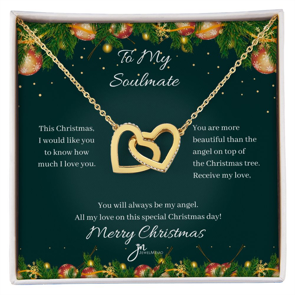 To My Soulmate Interlocking Hearts Christmas Necklace