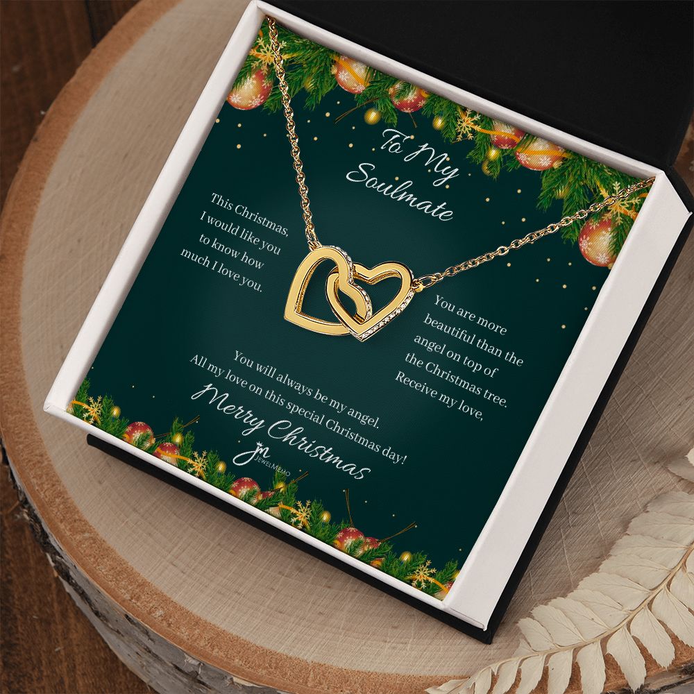 To My Soulmate Interlocking Hearts Christmas Necklace
