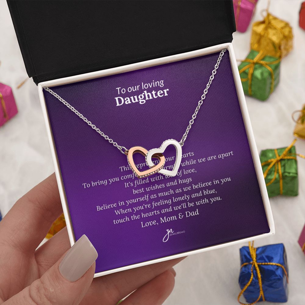 To Our Loving Daughter Interlocking Hearts Necklace