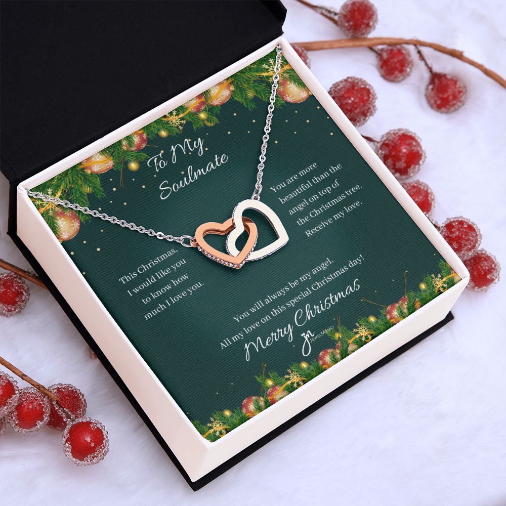 To My Soulmate Interlocking Hearts Christmas Necklace