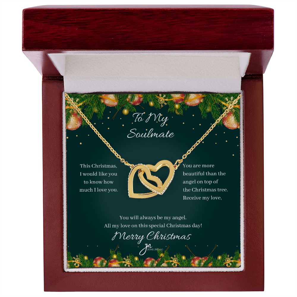 To My Soulmate Interlocking Hearts Christmas Necklace