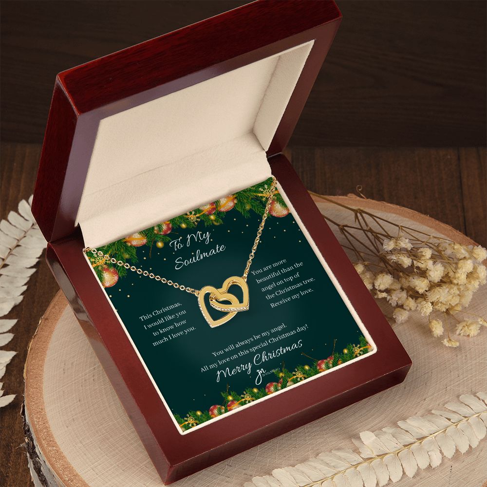 To My Soulmate Interlocking Hearts Christmas Necklace