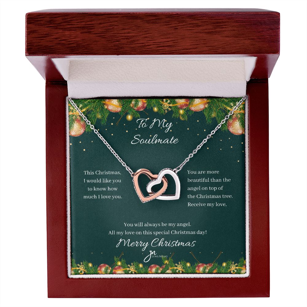To My Soulmate Interlocking Hearts Christmas Necklace