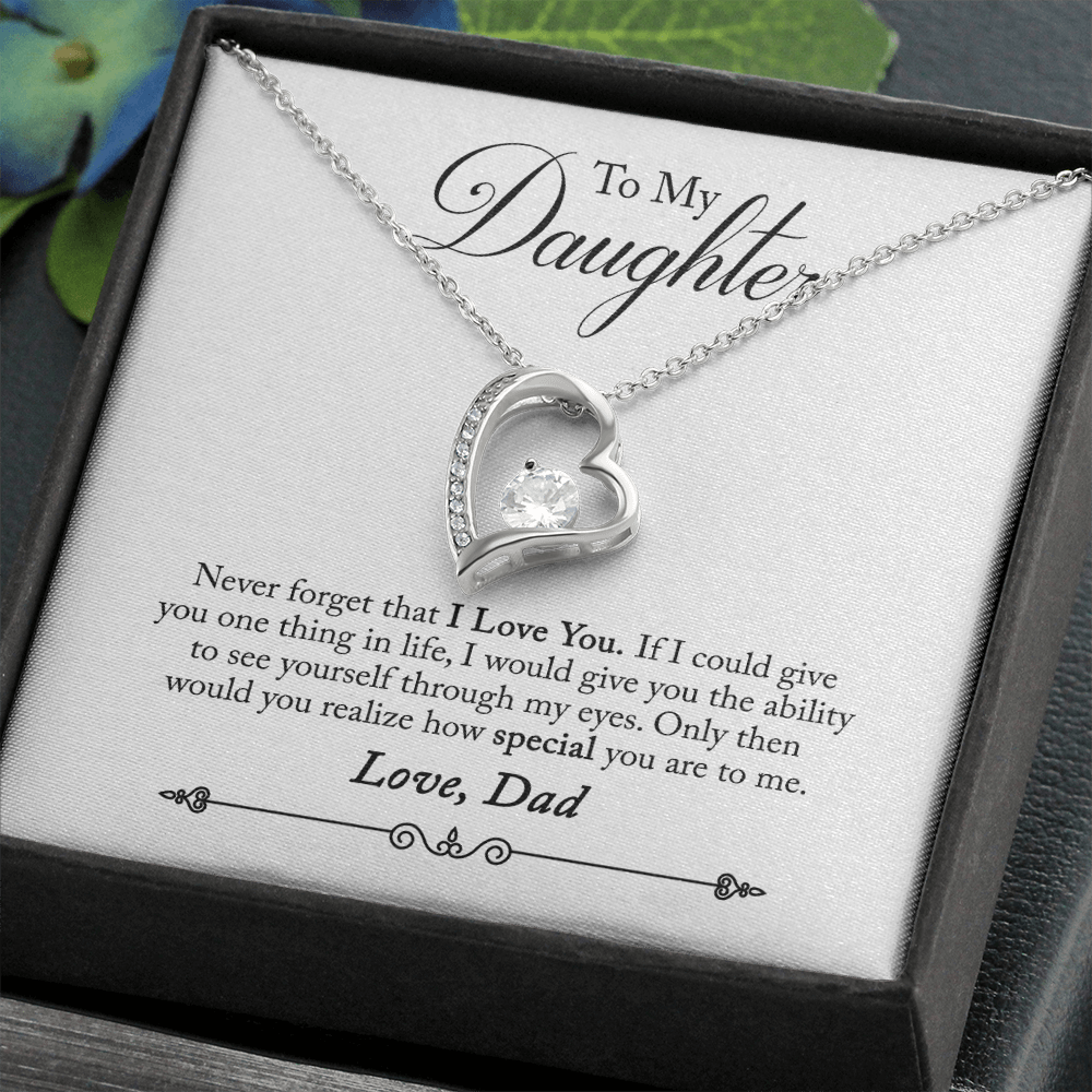 For Daughter Necklace - Never Forget That I Love You Forever Love - Silver
