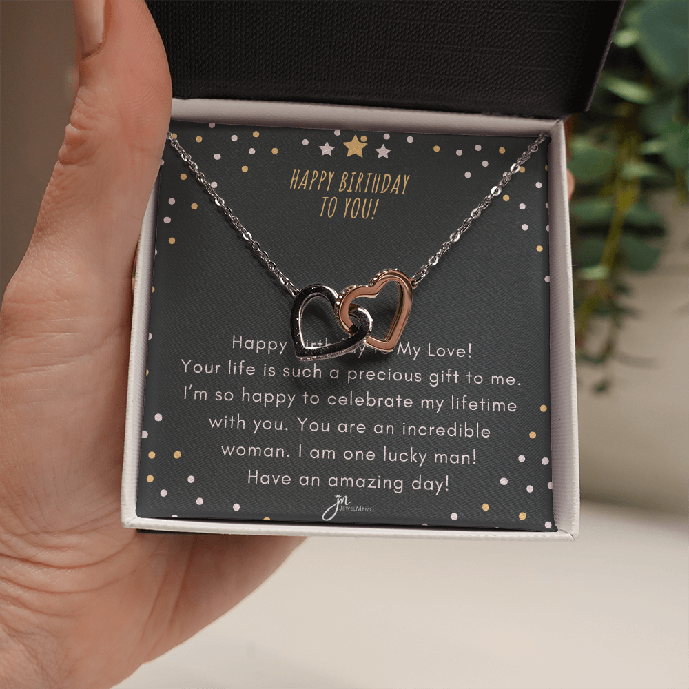 Interlocking Hearts Birthday Necklace - You Are An Incredible Woman