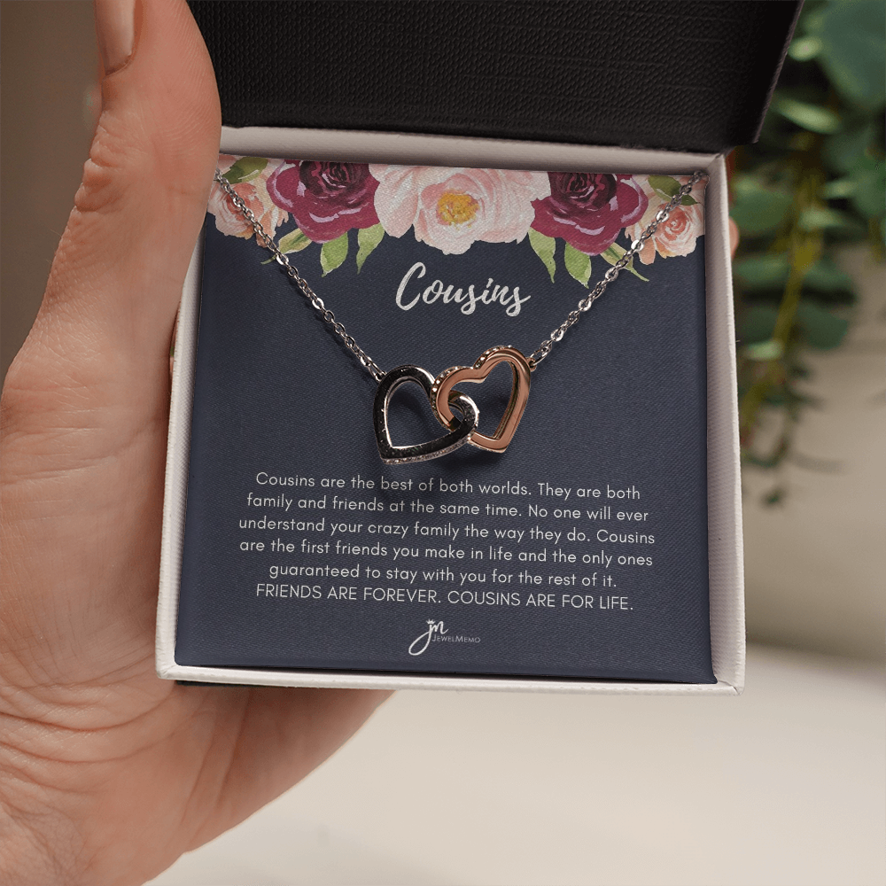 Interlocking Hearts Cousins For Life Necklace