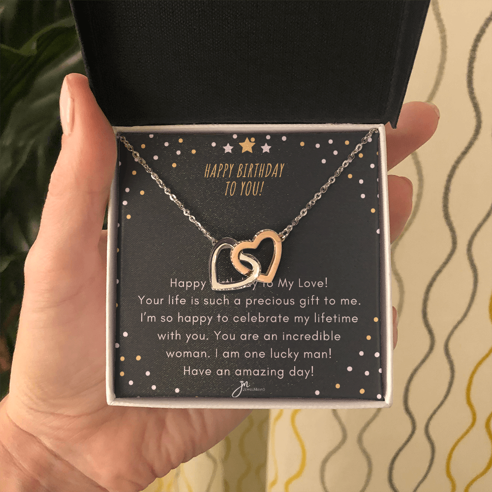 Interlocking Hearts Birthday Necklace - You Are An Incredible Woman