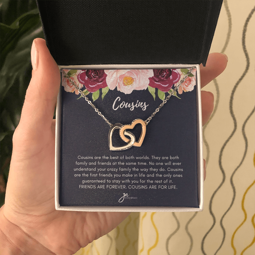 Interlocking Hearts Cousins For Life Necklace