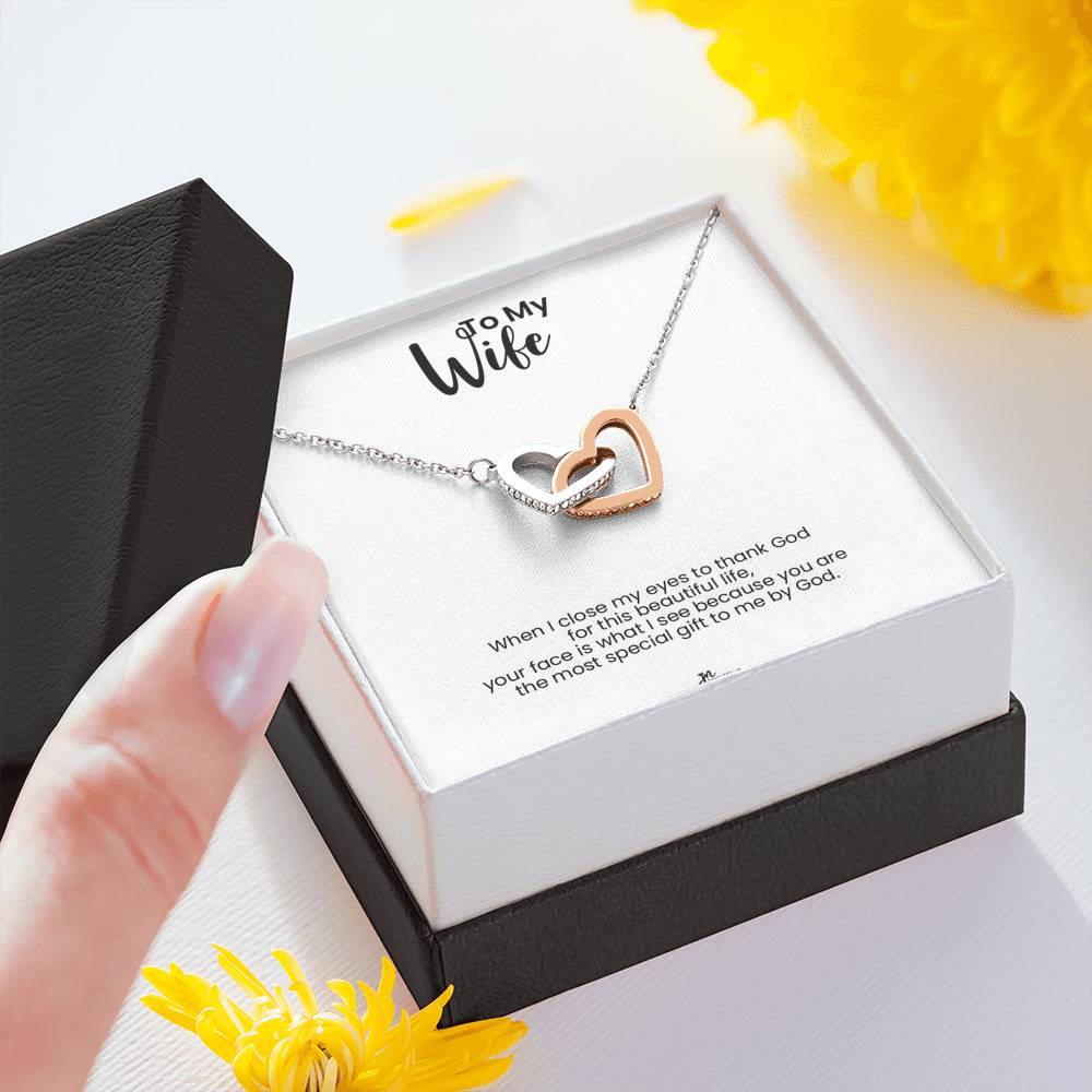 To My Wife Interlocking Hearts Necklace - Most Special Gift