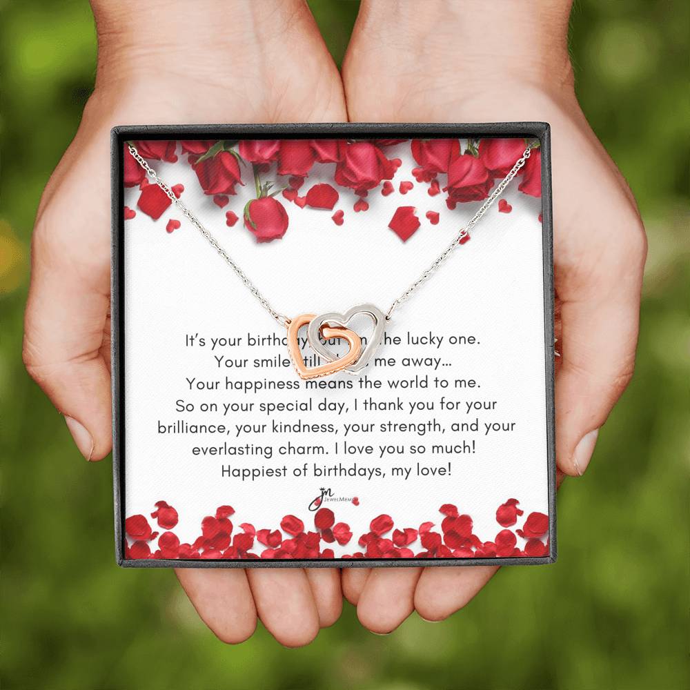 Happiest Of Birthdays, My Love Interlocking Hearts Necklace