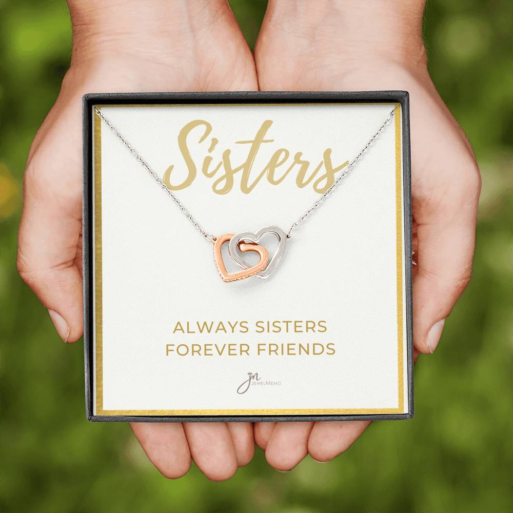 Always Sisters Interlocking Hearts Friendship Necklace