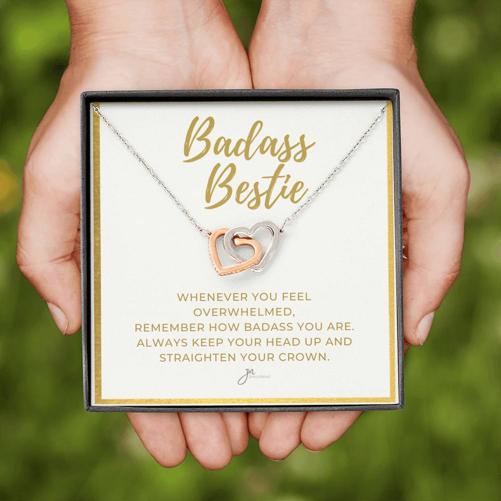 BadAss Bestie Interlocking Hearts Friendship Necklace