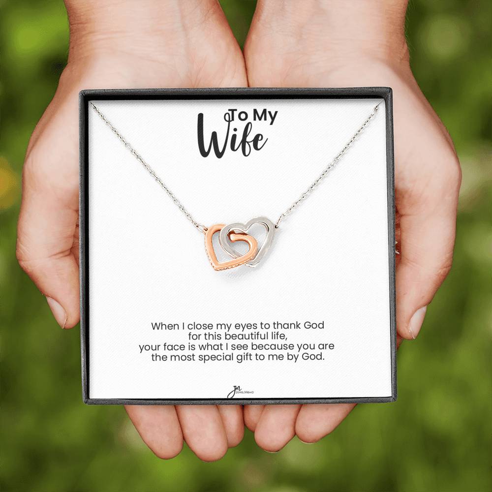 To My Wife Interlocking Hearts Necklace - Most Special Gift