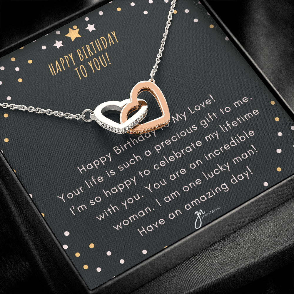 Interlocking Hearts Birthday Necklace - You Are An Incredible Woman