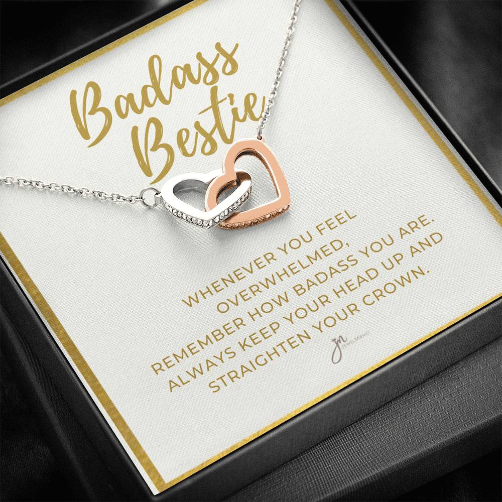 BadAss Bestie Interlocking Hearts Friendship Necklace