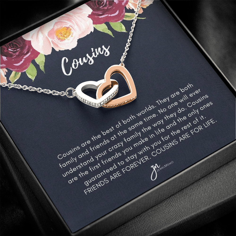 Interlocking Hearts Cousins For Life Necklace