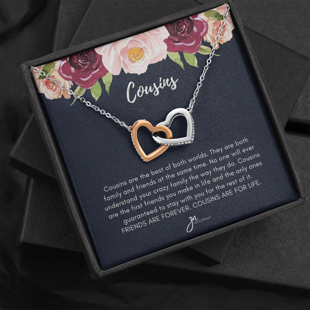 Interlocking Hearts Cousins For Life Necklace