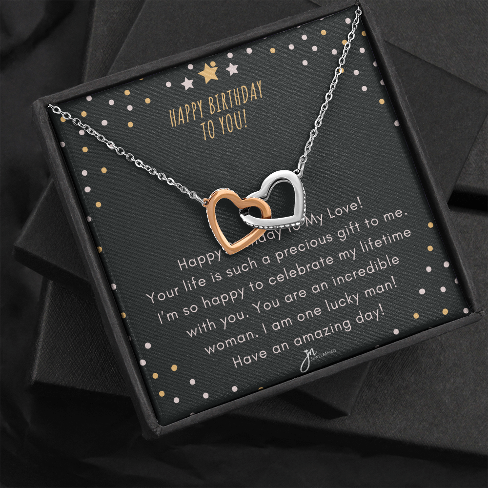 Interlocking Hearts Birthday Necklace - You Are An Incredible Woman