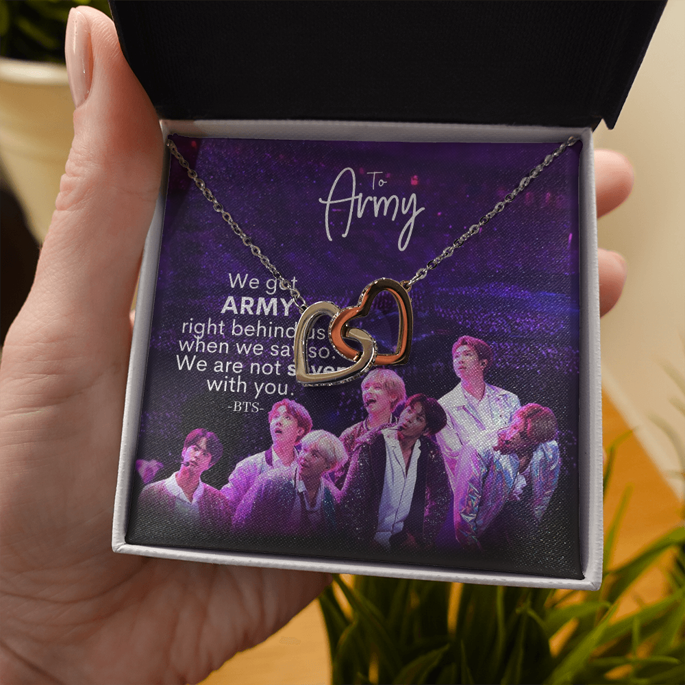 Got Army Right Behind Us Interlocking Hearts Necklace