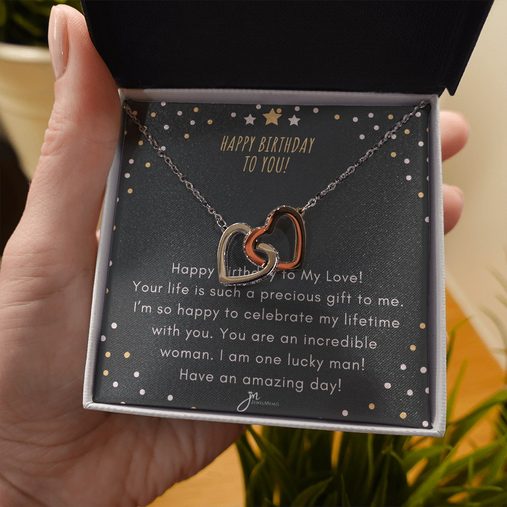 Interlocking Hearts Birthday Necklace - You Are An Incredible Woman