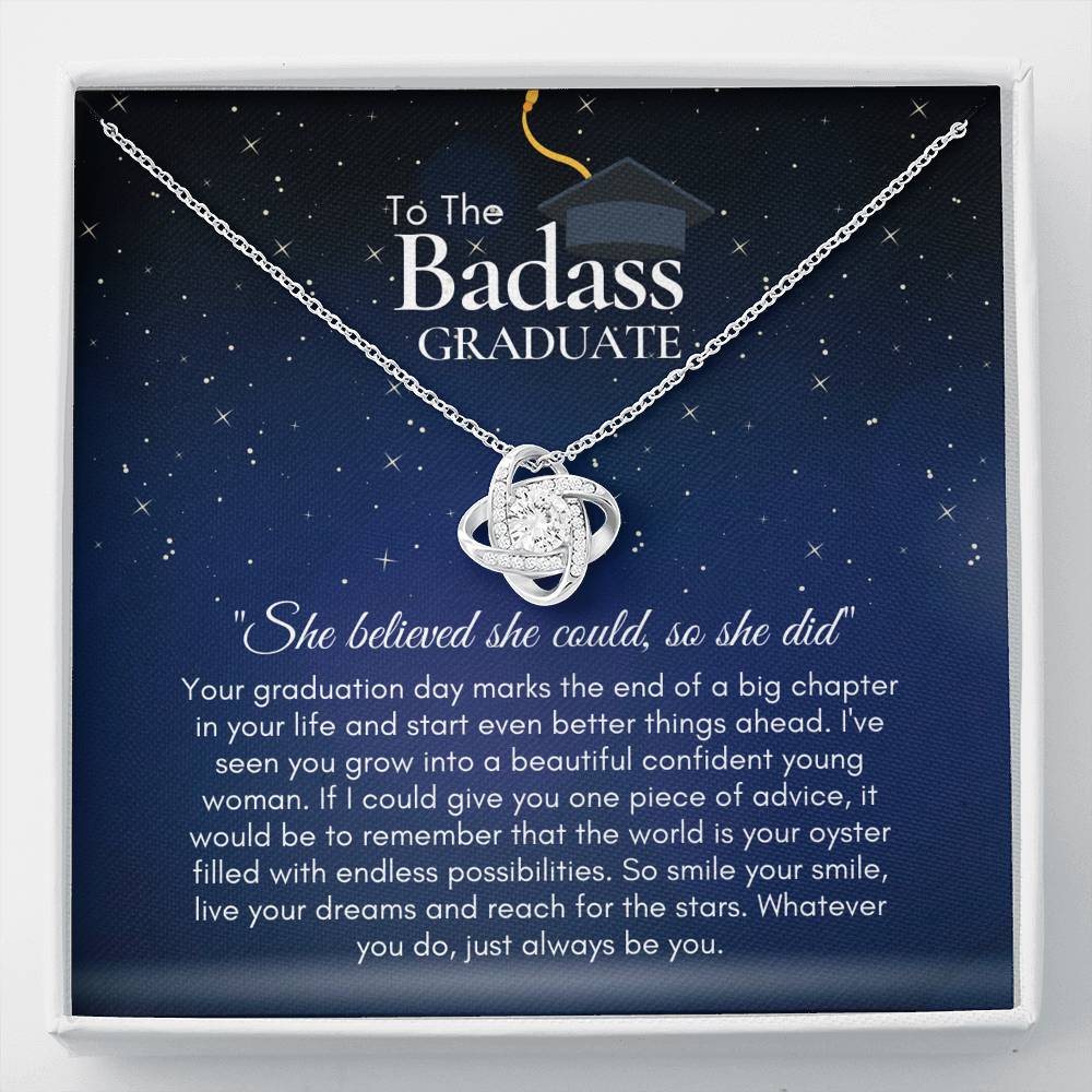 To The BadAss Graduate Love Knot Graduation Necklace V2