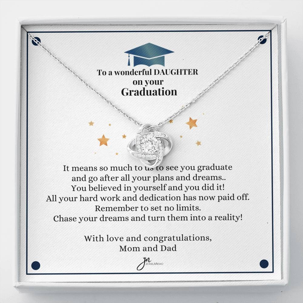 To A Wonderful Daughter Graduation Necklace - Love Knot