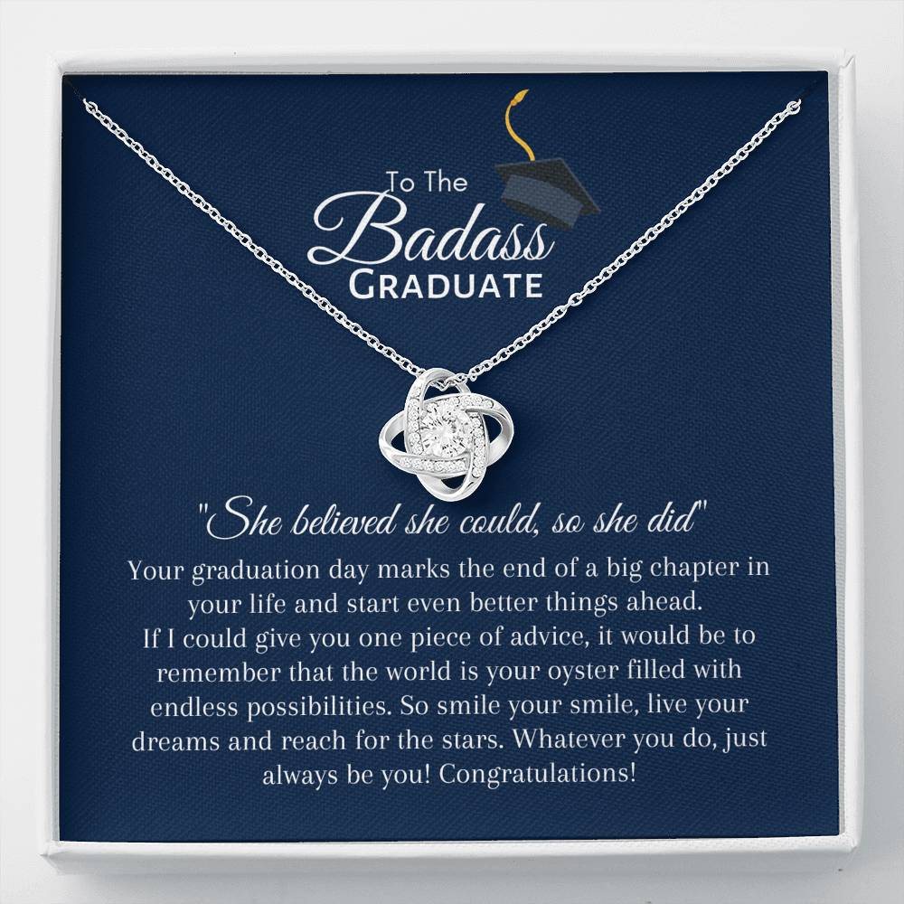 To The BadAss Graduate Love Knot Graduation Necklace